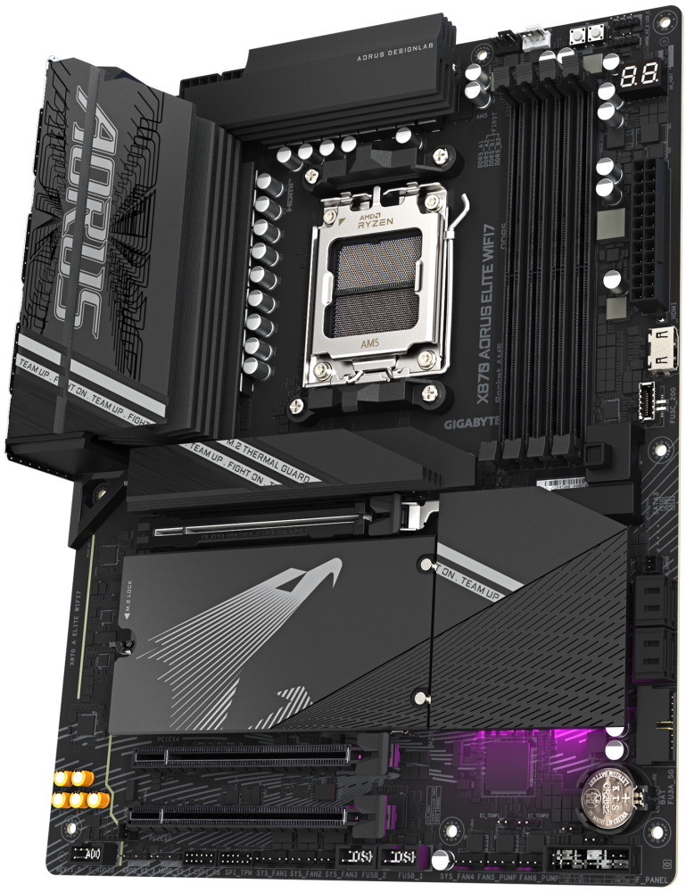 GIGABYTE X870 AORUS ELITE WIFI7 / AMD X870 / AM5 / 4x DDR5 DIMM / 4x M.2 / HDMI / USB-C / WiFi 7 / ATX
